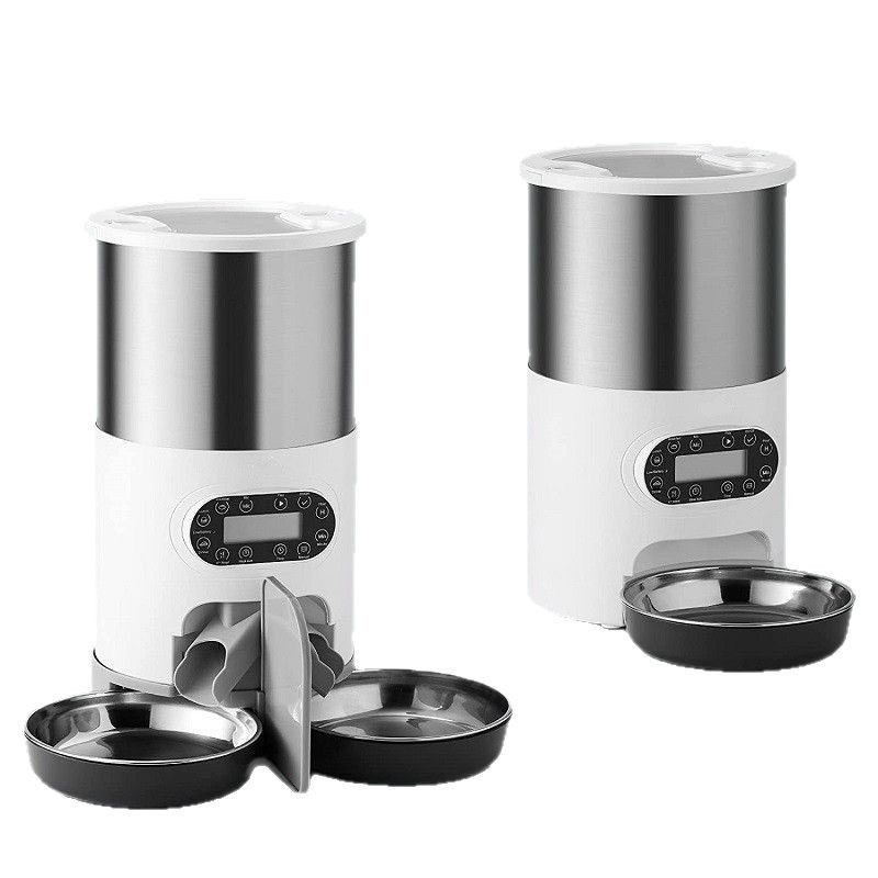 Food Grade Stainless Steel Pet Feeder, Timed Automatic Cat Dog Food Dispenser with Voice Call Function