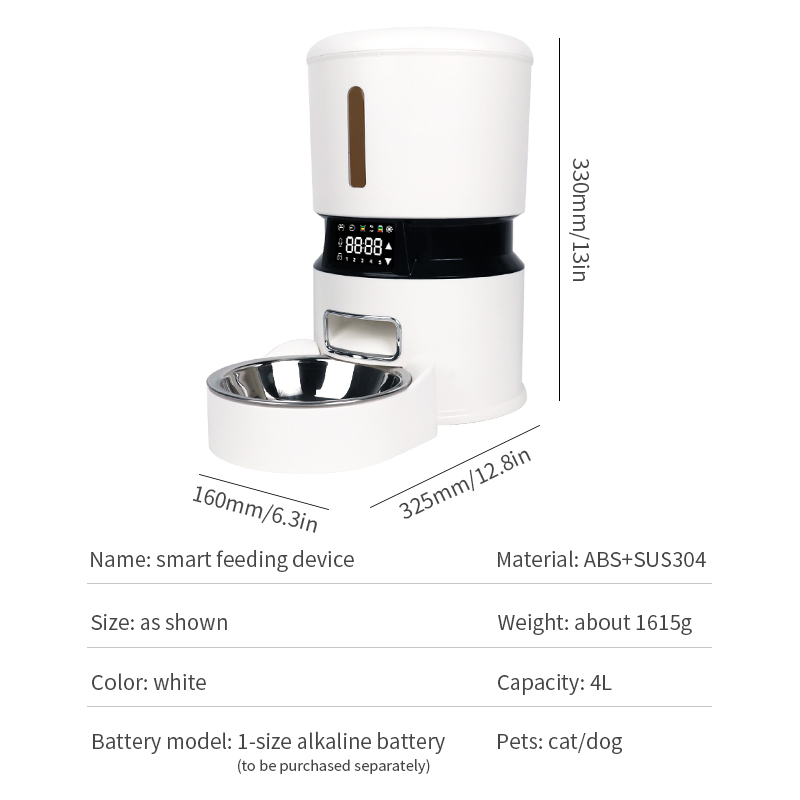 Automatic Pet Feeder 6.5-Litre Smart Cat Food Dispenser Dry Food Timed Feeder Suitable for Dogs Automatic Pet Feeder Plastic Construction Rechargeable