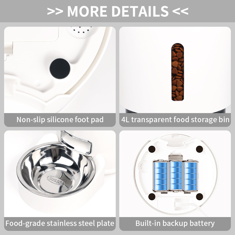 Automatic Pet Feeder 6.5-Litre Smart Cat Food Dispenser Dry Food Timed Feeder Suitable for Dogs Automatic Pet Feeder Plastic Construction Rechargeable