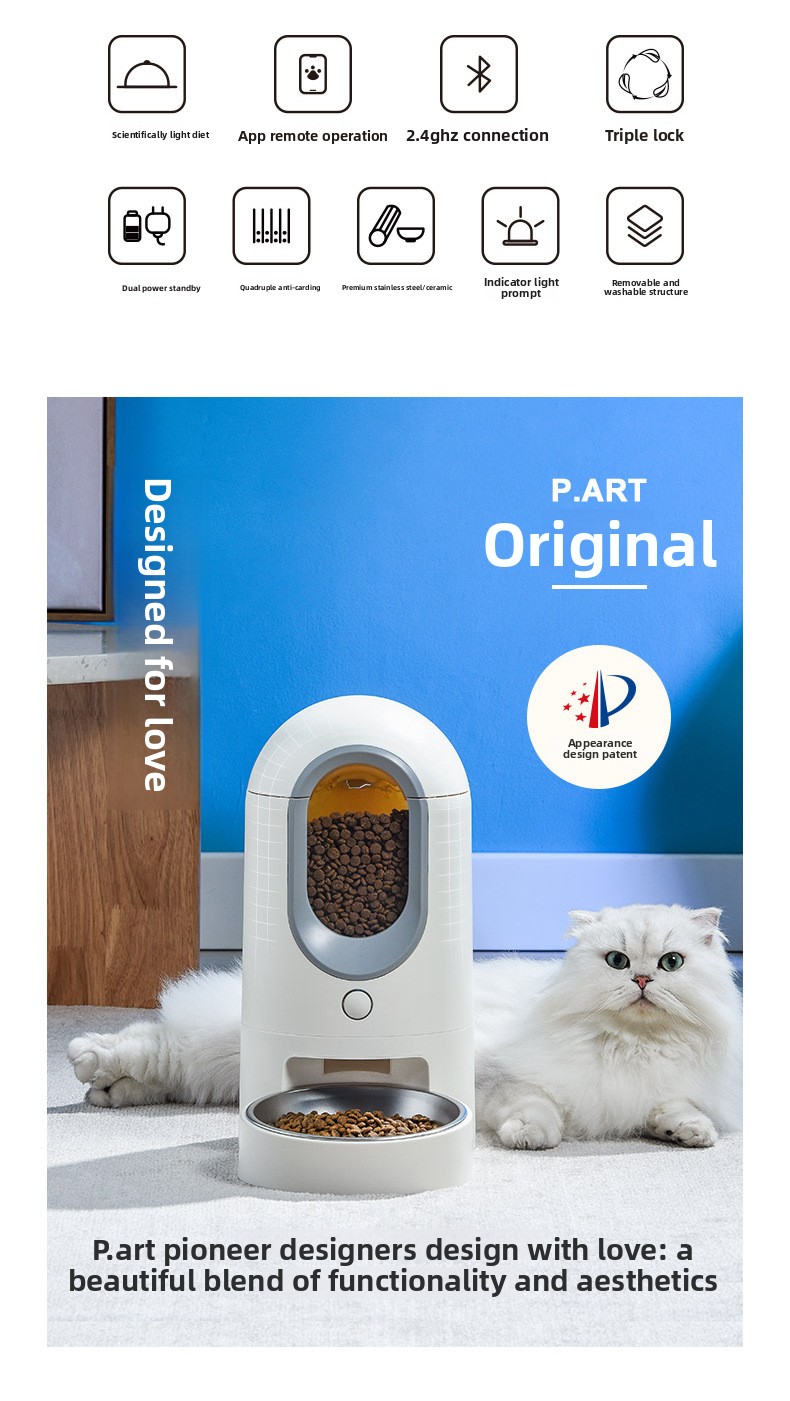New Automatic Waterproof Pet Feeder WiFi App Control Charge Battery Powered Plastic 2.6L Capacity Timed Food Dispenser Easy