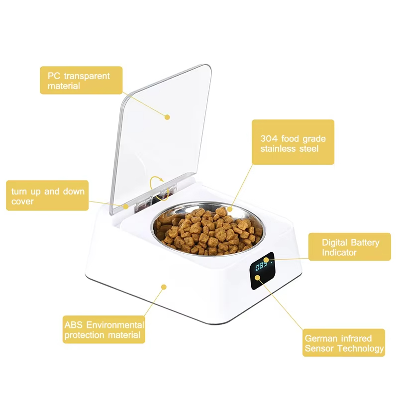Automatic Open Dog Food Bowls Pet Feeder with Clear Cover Sensing Automatic Feeding Pet Feeding for Small Cats
