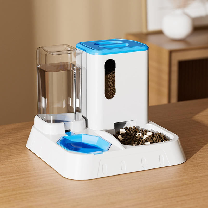 2026 Modern Plastic Automatic Cat Water Dispenser New Design Automatic Cat Food Water Dispenser Custom Logo Set Gravity Pet Self Feeder
