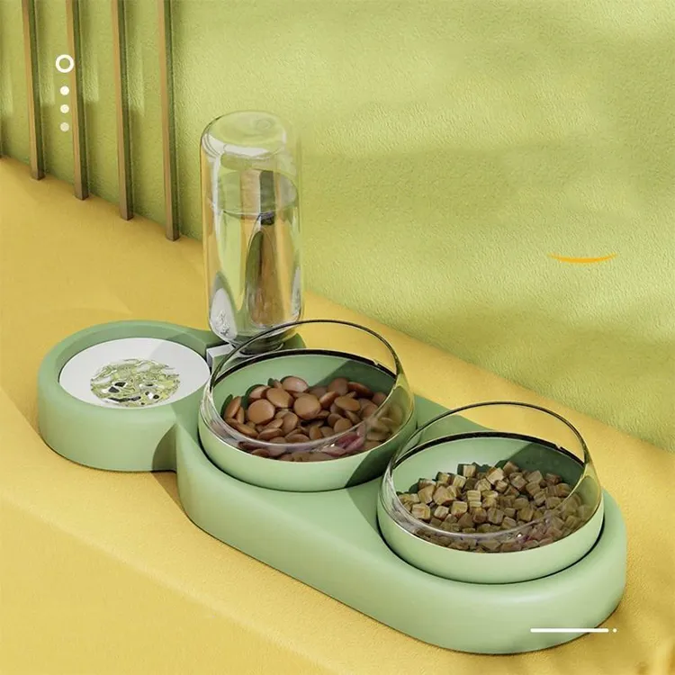 Pet Food Drinking Water Dispenser Double Bowls Feeder Cat Dog Food Water Drink Dispenser Automatic Pet Feeder