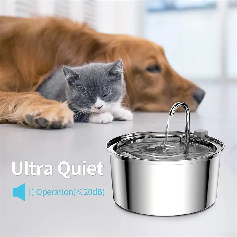 OEM Stainless Steel Pet Water Bowl Electric/Battery Operated Automatic Pet Fountain
