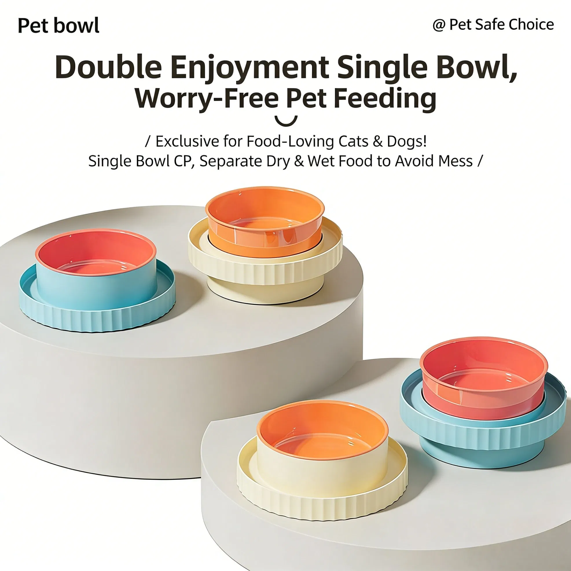 Two-Tone Pet Bowl Splash-Proof Pet Bowl Pet Bowl for Cervical Spine Support