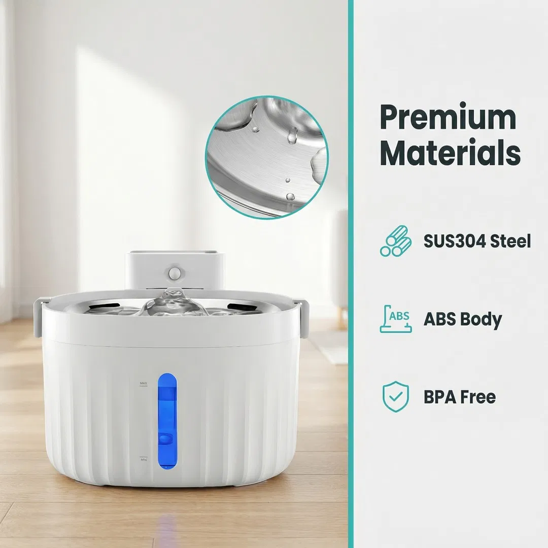 Dog Water Dispenser 2.2L UV Sterilization Auto Shut-off Carbon Filter
