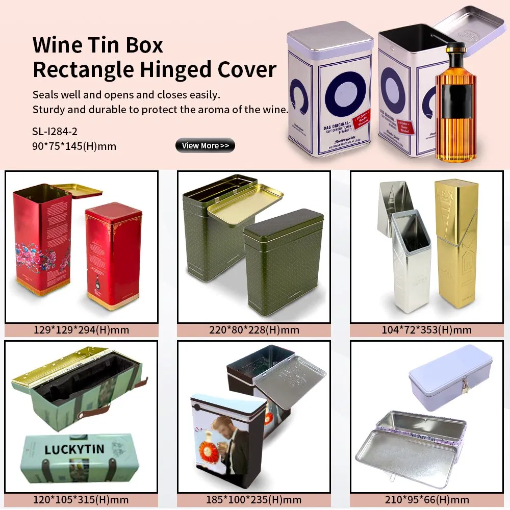 Embalagem de Lata de Metal Personalizada de Luxo Vazia em Forma de Garrafa para Vinho Tinto e Branco, Caixa de Envio de Lata para Garrafa de Vinho
