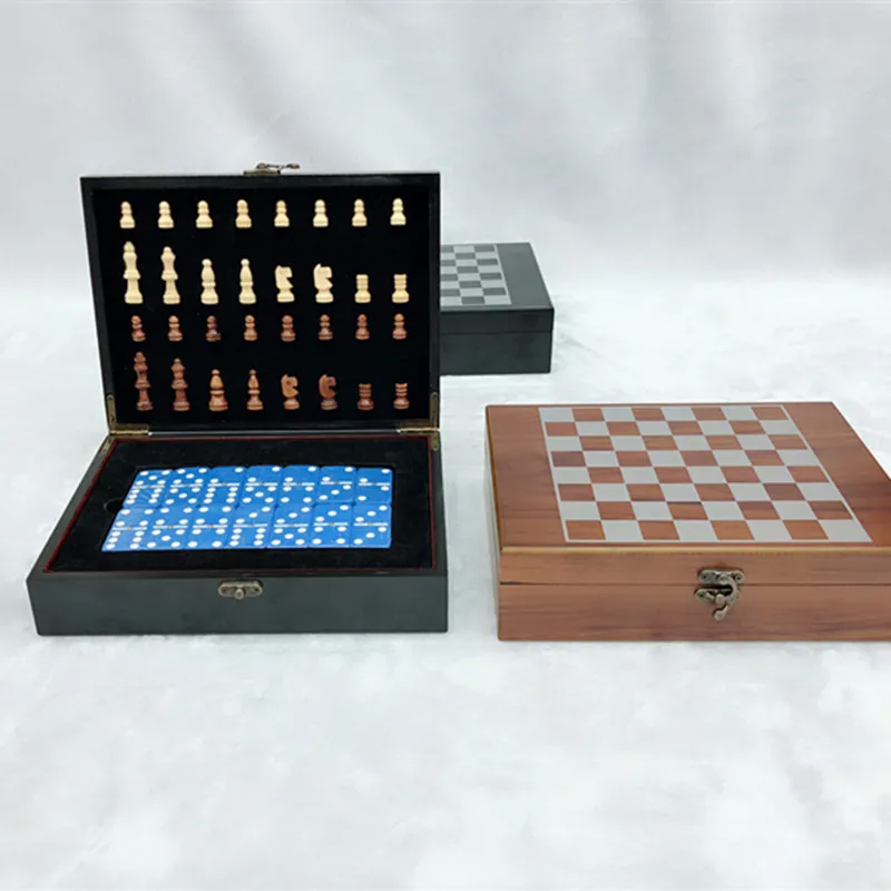 Conjunto de Jogo de Tabuleiro de Xadrez Redondo de Madeira Magnética em Caixa Compacta e Única com Peças