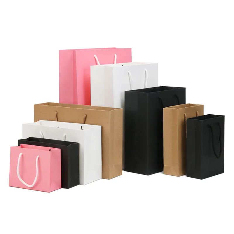 Sacolas de papel personalizadas para compras reutilizáveis com logotipo, embalagem de roupas, com alça
