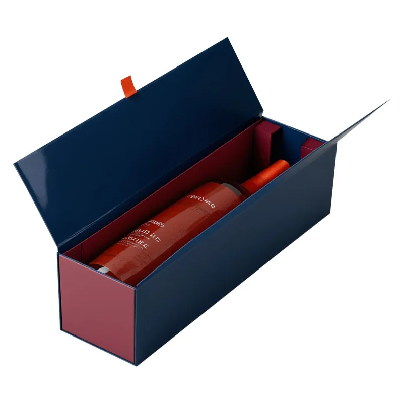 Caixa de presente de vinho em papelão magnético de luxo vermelho personalizado