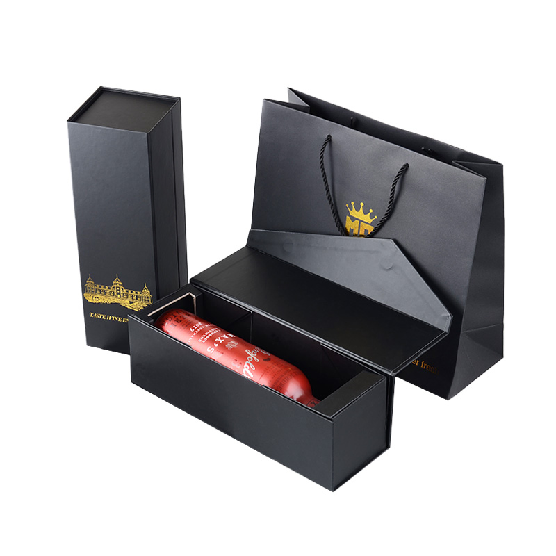 Caixa de presente de vinho de papel dobrável magnético de luxo personalizada