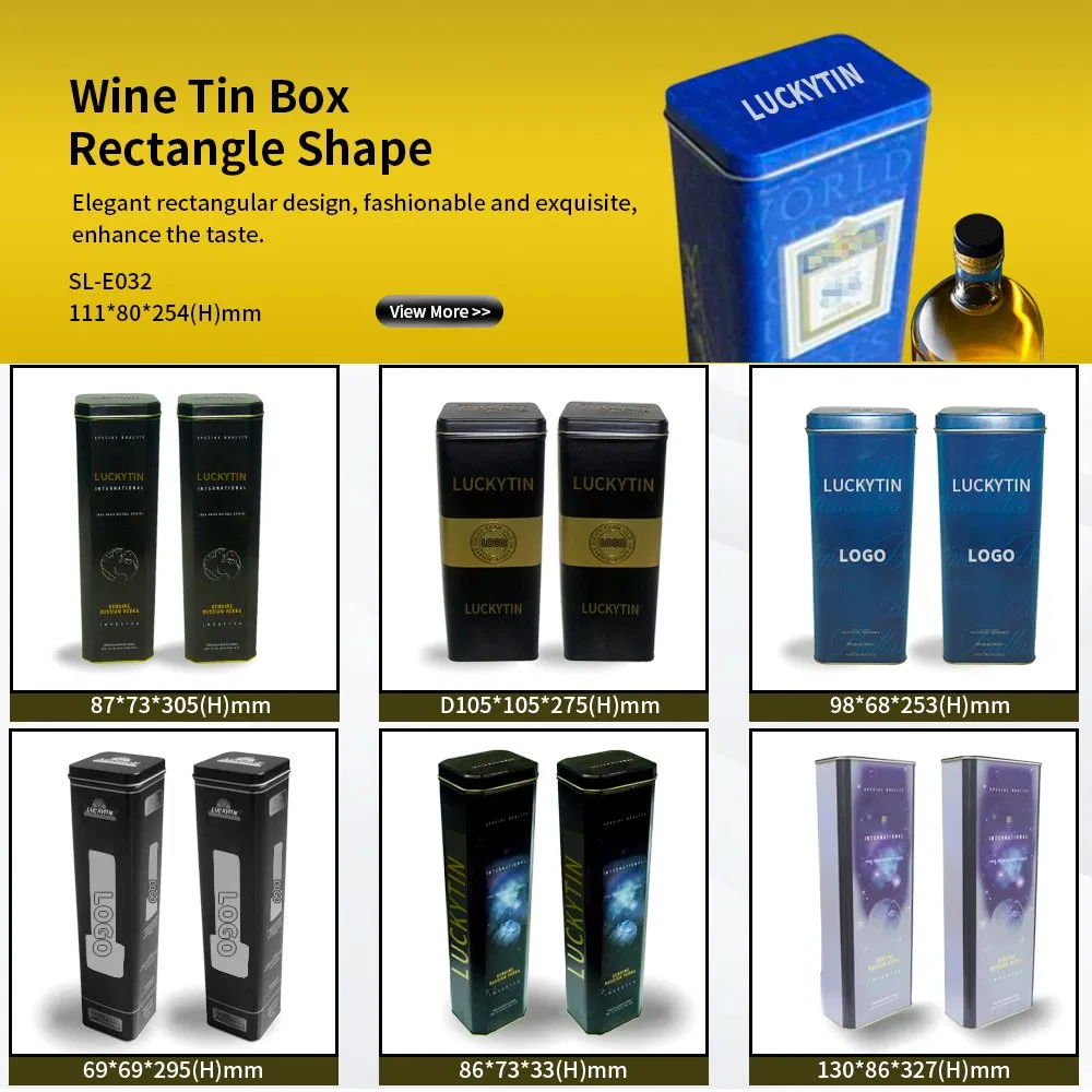 Embalagem de Lata de Metal Personalizada de Luxo Vazia em Forma de Garrafa para Vinho Tinto e Branco, Caixa de Envio de Lata para Garrafa de Vinho