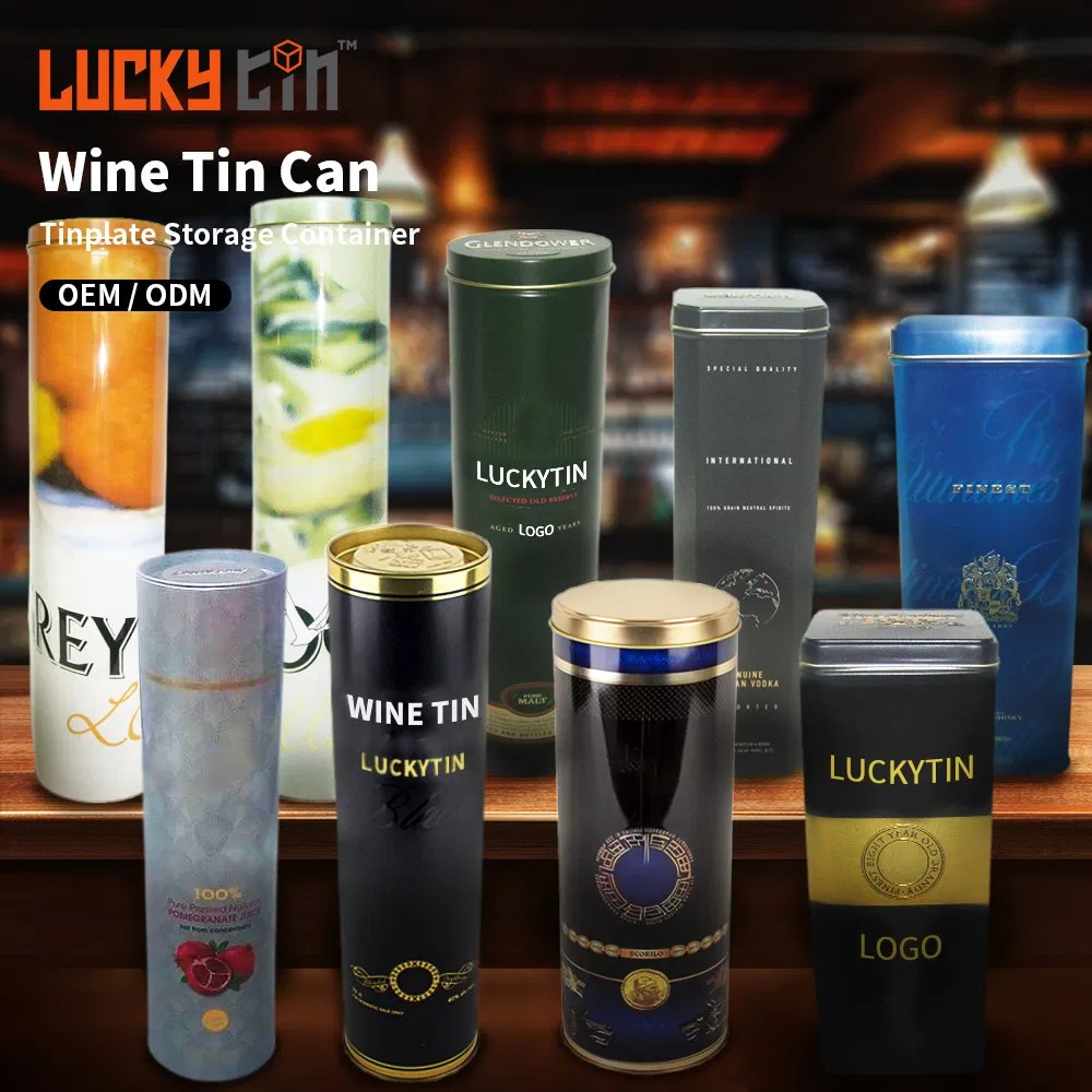 Embalagem de Lata de Metal Personalizada de Luxo Vazia em Forma de Garrafa para Vinho Tinto e Branco, Caixa de Envio de Lata para Garrafa de Vinho