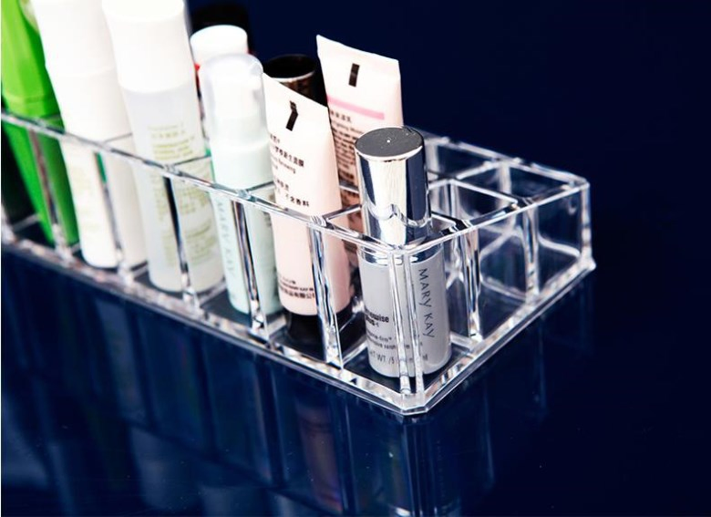 Caixa de Armazenamento de Cosméticos Acrílico Transparente, Estojo de Exibição de Maquiagem