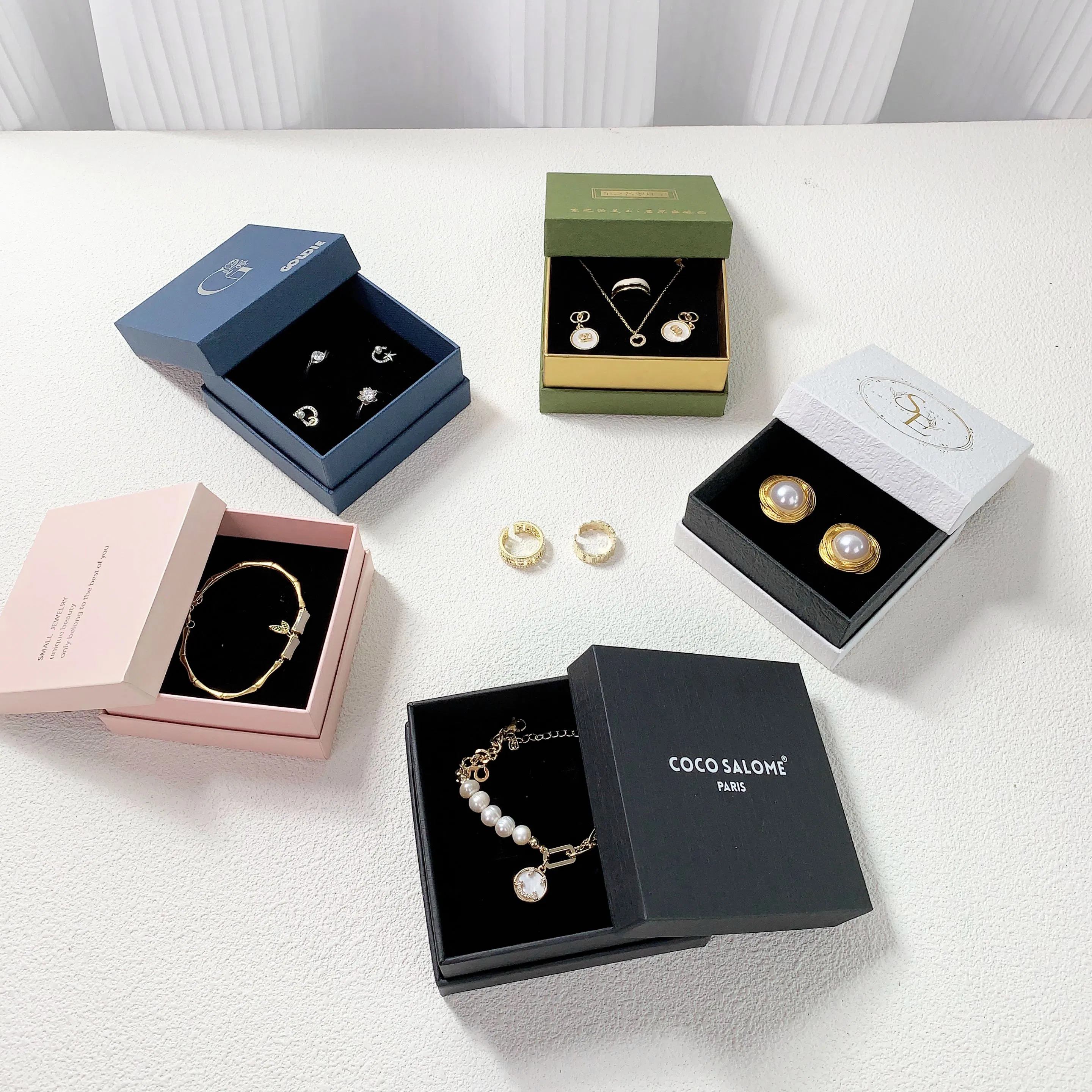 Embalagem de Joias Personalizada Caixa de Presente para Anel Brincos Colar Pulseira