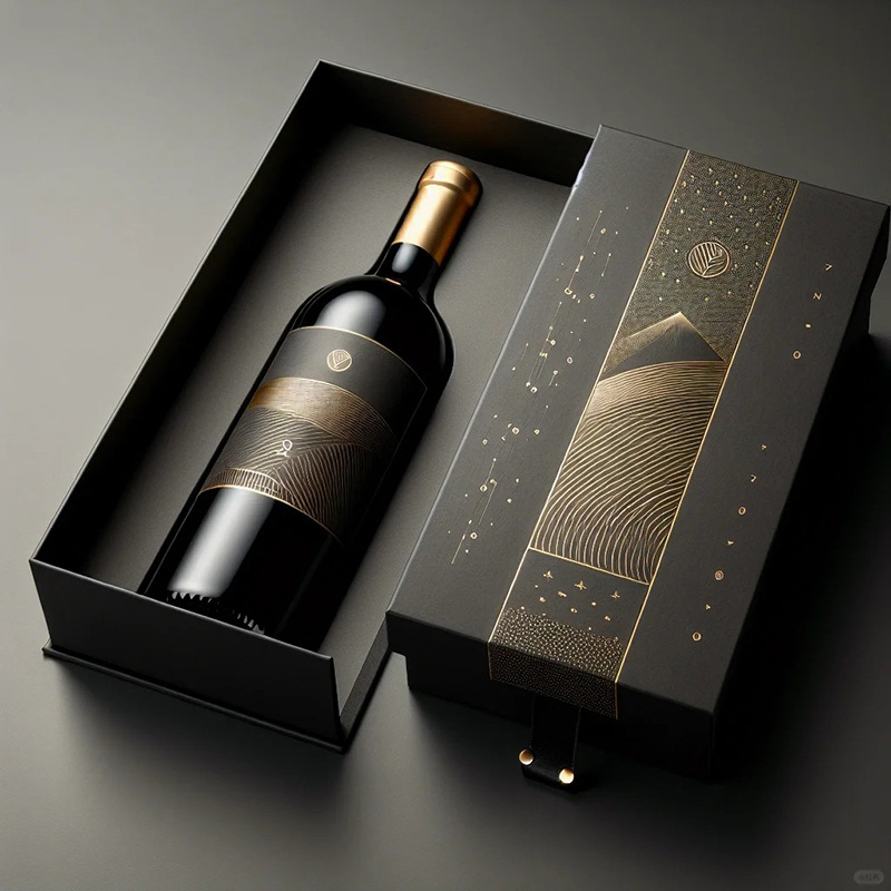 Caixas de vinho de papelão rígido feitas à mão personalizadas, embalagem de presente para uma garrafa de vinho e um copo de champanhe de luxo