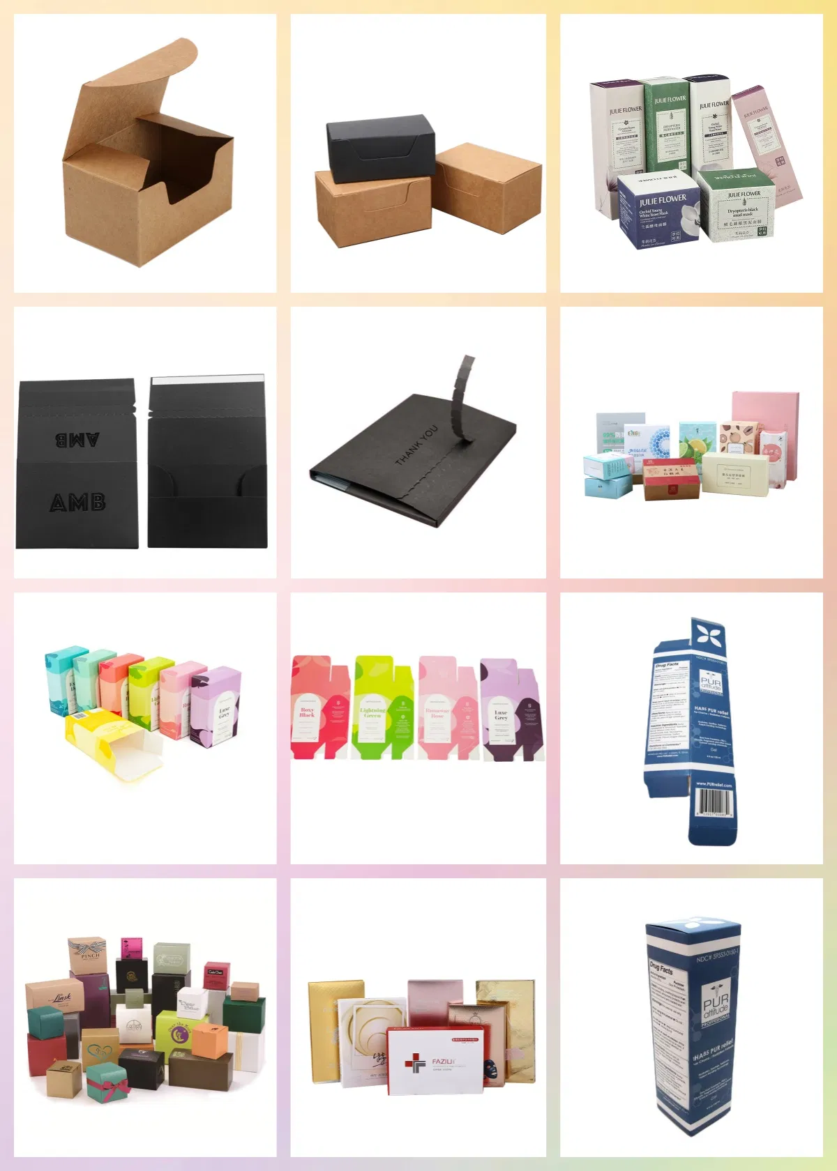 Caixas de Exibição de Papelão Pacotes Planos Embalagem Personalizada