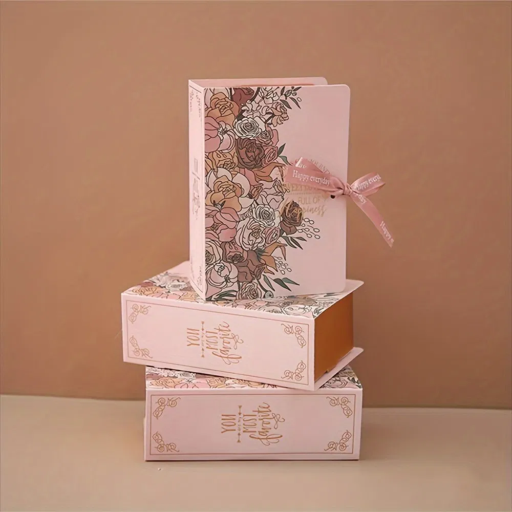 Caixas de presente em forma de livro personalizáveis com fita, perfeitas para casamentos, aniversários, Natal, Halloween e ocasiões especiais para embalagem de doces e chocolates