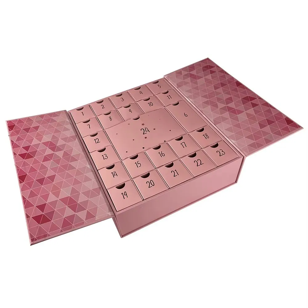Caixa de presente de Natal personalizada 12 24 Dias Calendário do Advento Papelão Cosméticos Chocolate Embalagem para a Temporada de Férias