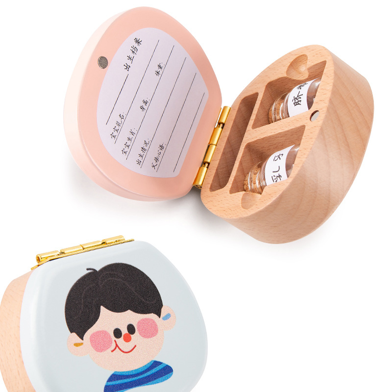 Caixa de Dente de Bebê de Madeira Natural para Presente Promocional