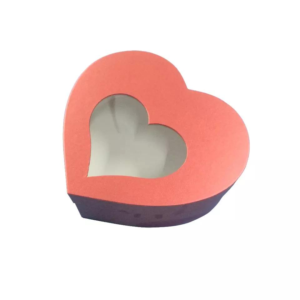 Novo Produto Dia dos Namorados 3D Nozes Grãos Embalagem Presente Caixa de Flor Cartão Base e Tampa Rosa Caixa de Flor Forma de Coração