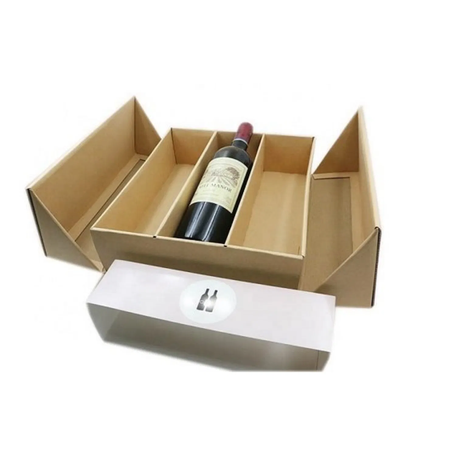 Caixa de embalagem de papelão para garrafa de vidro, proteção bem feita, conjunto de presente para vinho