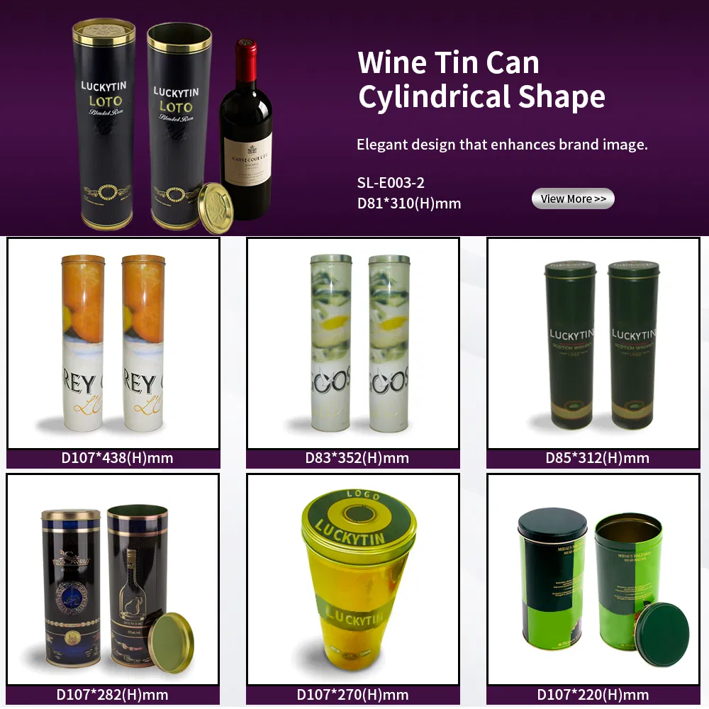 Embalagem de Lata de Metal Personalizada de Luxo Vazia em Forma de Garrafa para Vinho Tinto e Branco, Caixa de Envio de Lata para Garrafa de Vinho