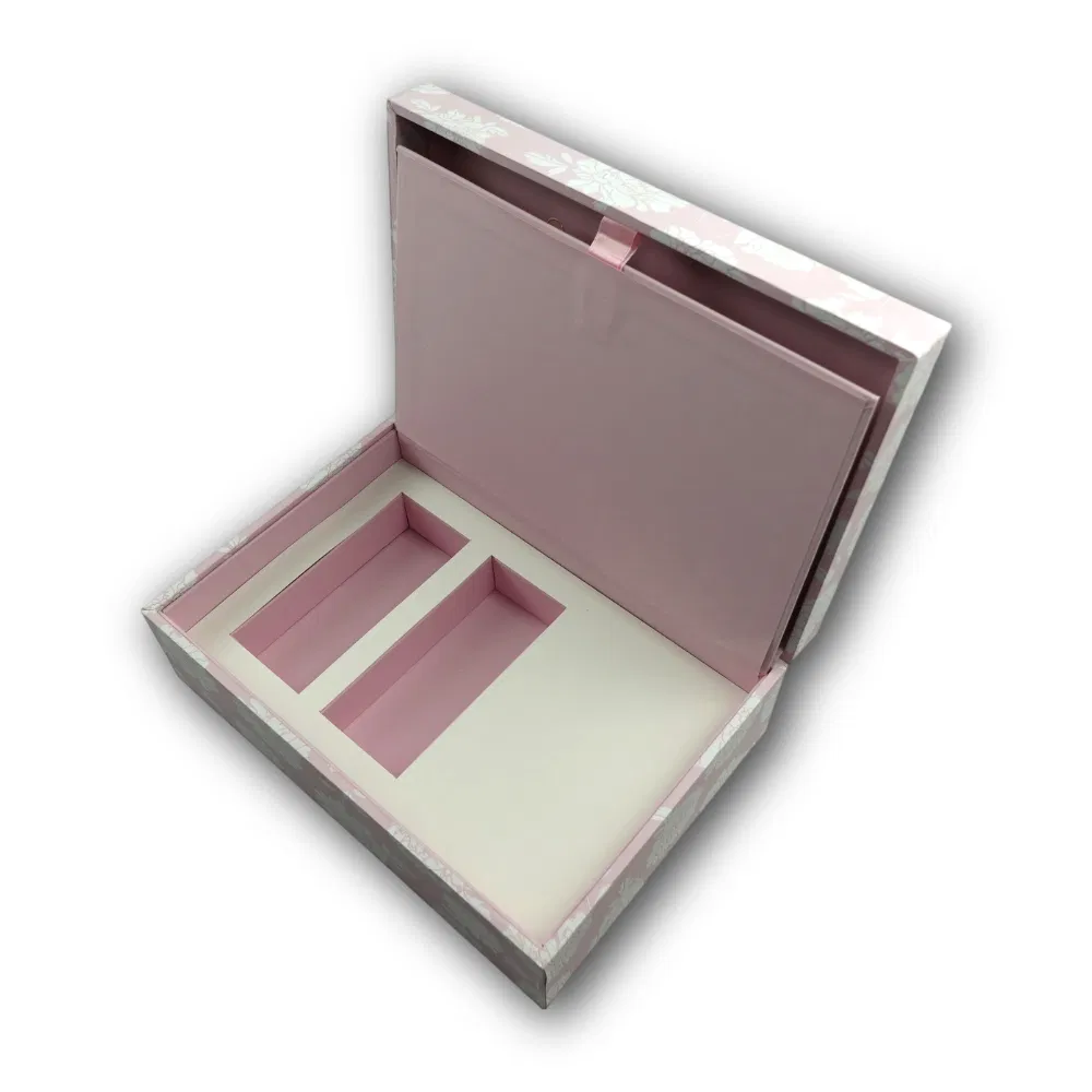 Conjunto de presente de embalagem de papel para cuidados com a pele de luxo, caixa de embalagem em relevo para produtos de beleza de alta qualidade
