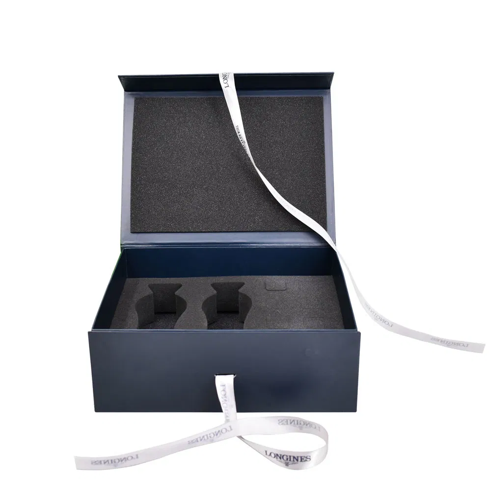 Embalagem de Garrafa de Vinho Personalizada de Luxo em Papelão Rígido Premium Azul para Ecommerce Caixas de Presente Magnéticas