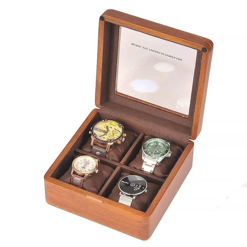 Caixa de Armazenamento de Relógios Exclusiva para Exibição de Relógios de Madeira Vintage Personalizados