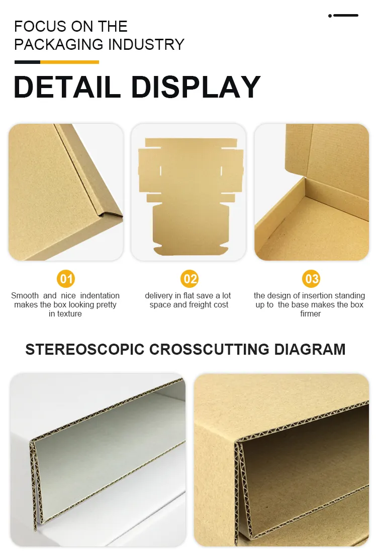 Caixa de presente de papelão dobrável marrom kraft personalizada para roupas íntimas, ecológica, corrugada, com impressão colorida para envio