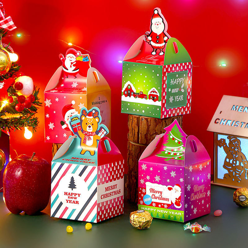 Caixa de Papel para Presente em Forma de Livro Vermelho do Papai Noel com Fita, Caneca, Vinho e Ráfia