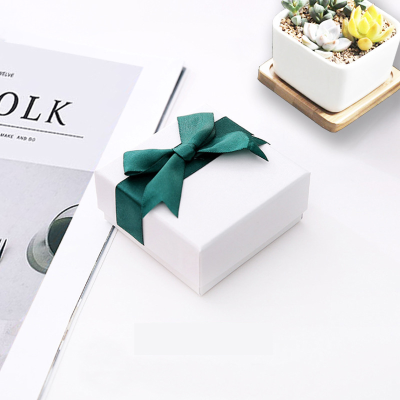 Caixa de presente de papelão com tampa e base para exibição de colar, anel, pulseira e brinco