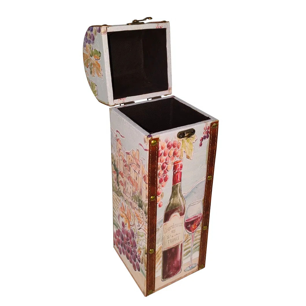 Caixa de Vinho Decorativa, Estojo de Madeira para Armazenamento de Uma Garrafa, Caixa de Presente para Embalagem de Presentes 11X11X36cm Sj17603