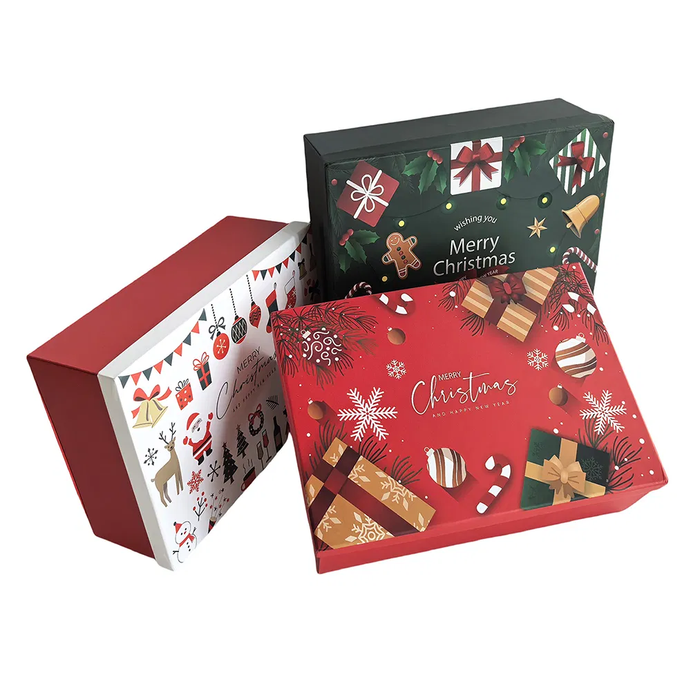 Caixa de presente de Natal em duas peças com tampa e base