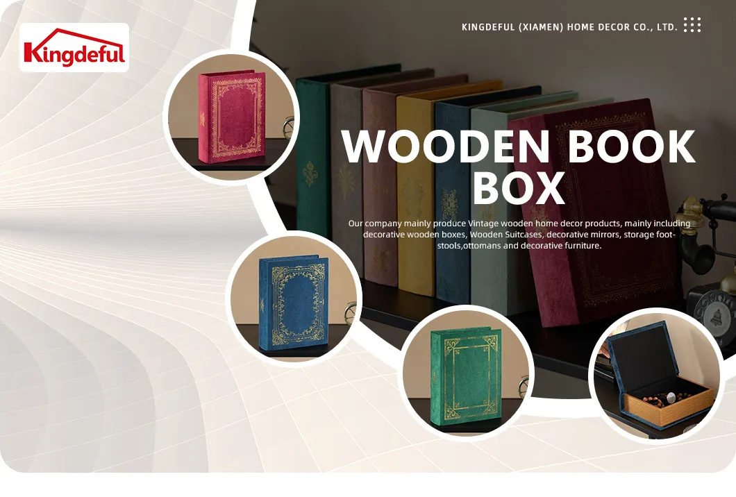 Caixa de Armazenamento para Joias em Forma de Livro Vintage Decorativa de Madeira Luxuosa
