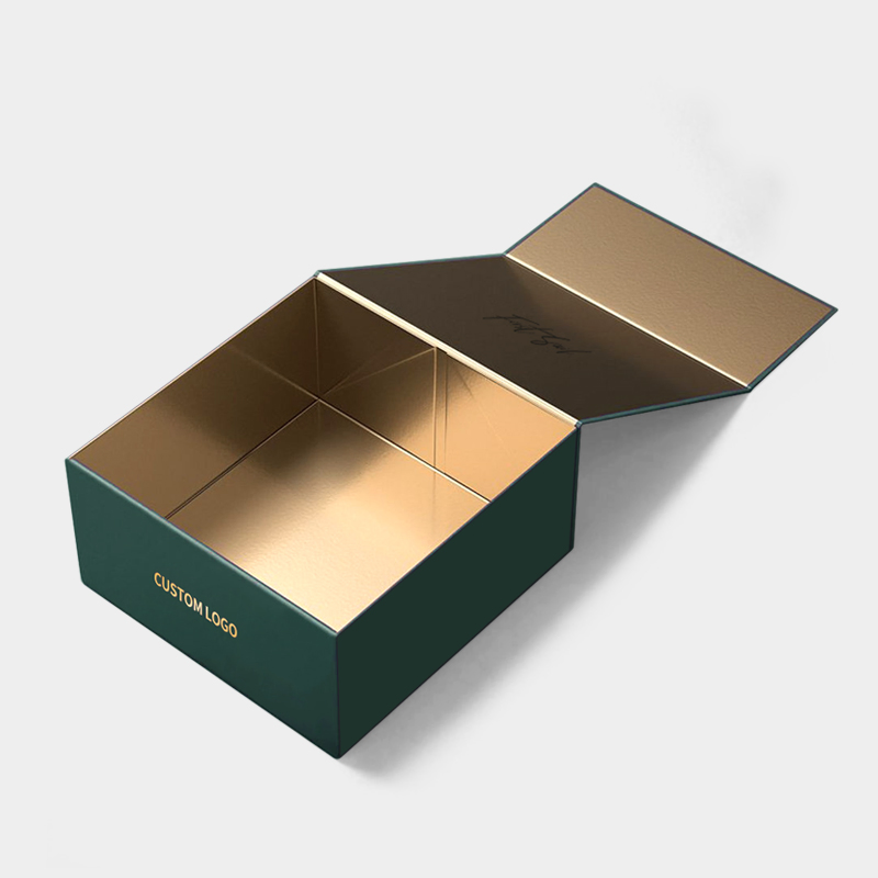 Caixa Personalizada com Logo Luxuosa Verde Fechamento Magnético Embalagem de Papel para Peruca Roupas Sapato Caixa de Papel Dobrável Magnética para Embalagem de Presentes