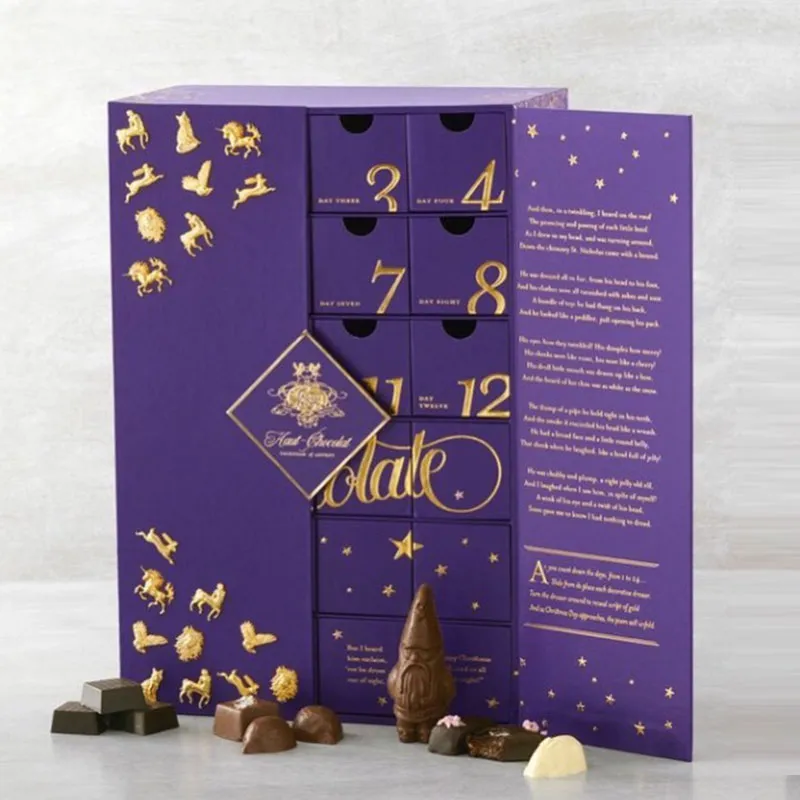 Design de caixa de presente para calendário do advento grande embalagem