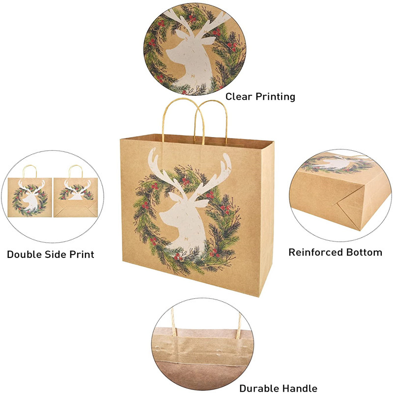 Saco de Compras de Papel Kraft Personalizado Reciclado para Presentes