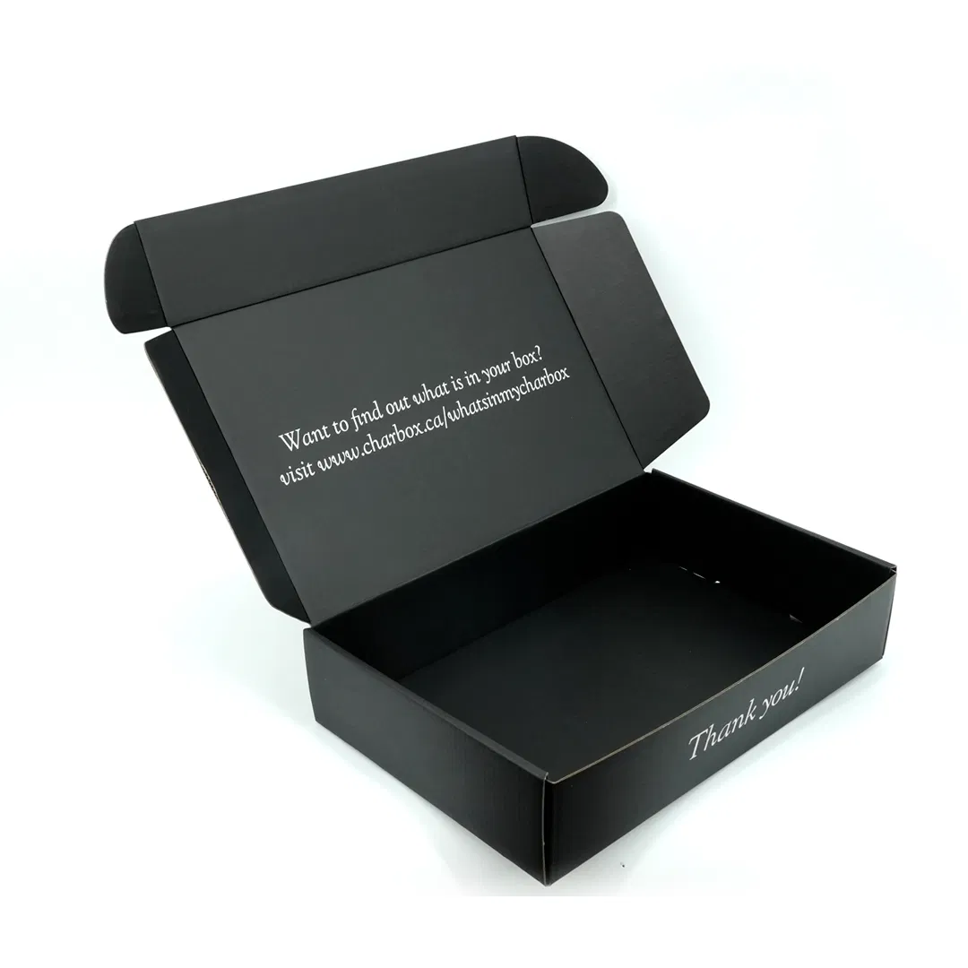 Caixas de Envio Pretas Personalizadas Embalagem de Presente Caixa Corrugada para Avião Caixa de Papel Dobrável para Envio com Logotipo