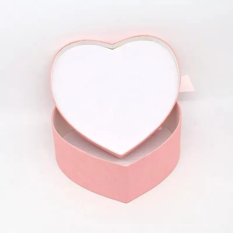 Novo Produto Dia dos Namorados 3D Nozes Grãos Embalagem Presente Caixa de Flor Cartão Base e Tampa Rosa Caixa de Flor Forma de Coração