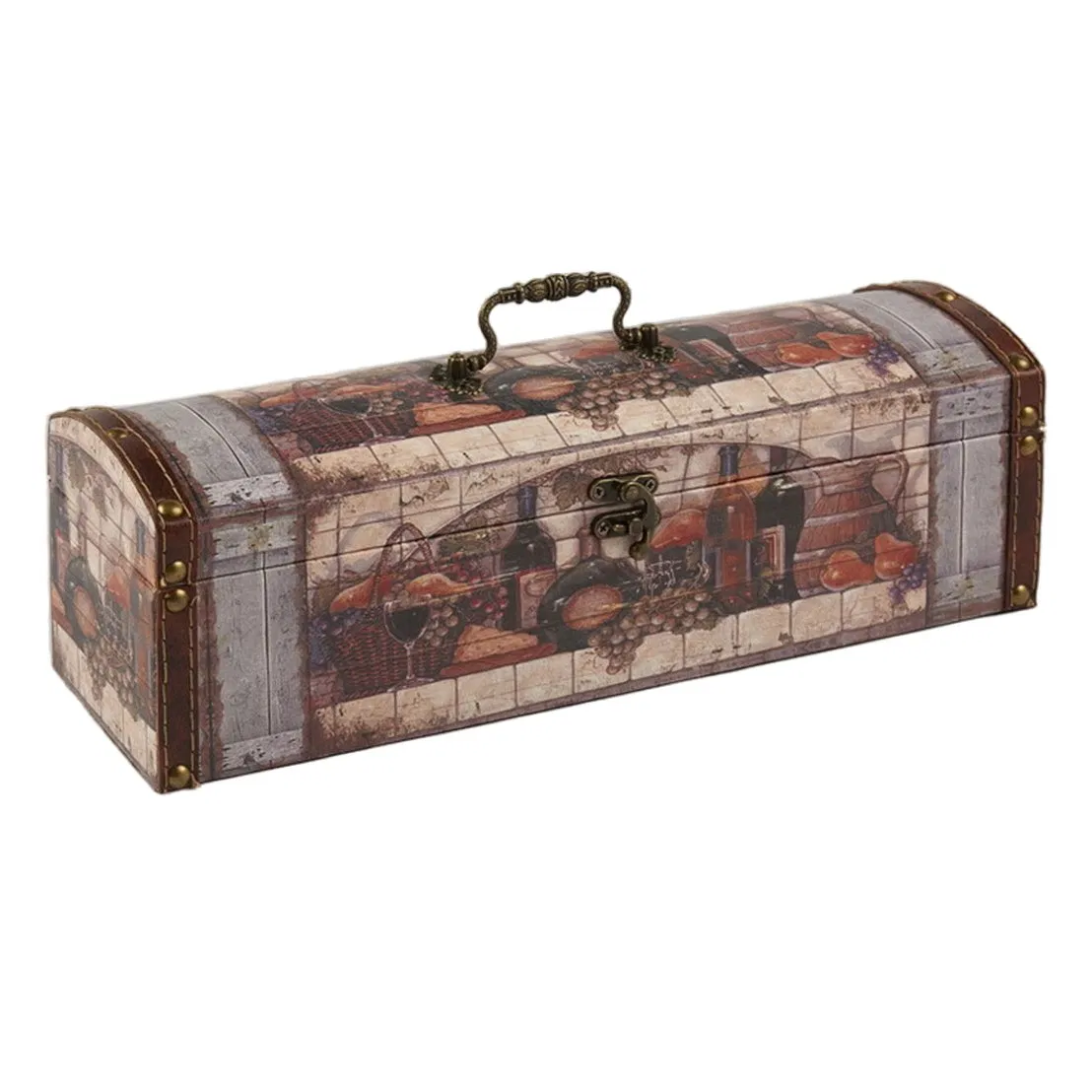 Caixa de Vinho Decorativa, Estojo de Madeira para Armazenamento de Uma Garrafa, Caixa de Presente para Embalagem de Presentes 11X11X36cm Sj17603