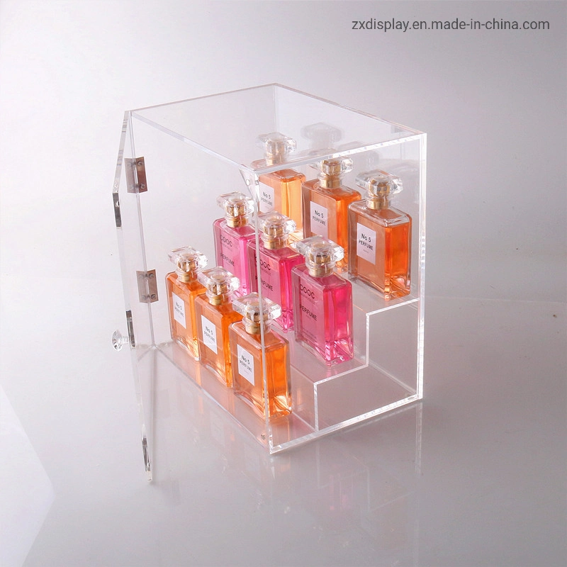 Expositor de Perfumes de Acrílico Transparente de Luxo com Porta