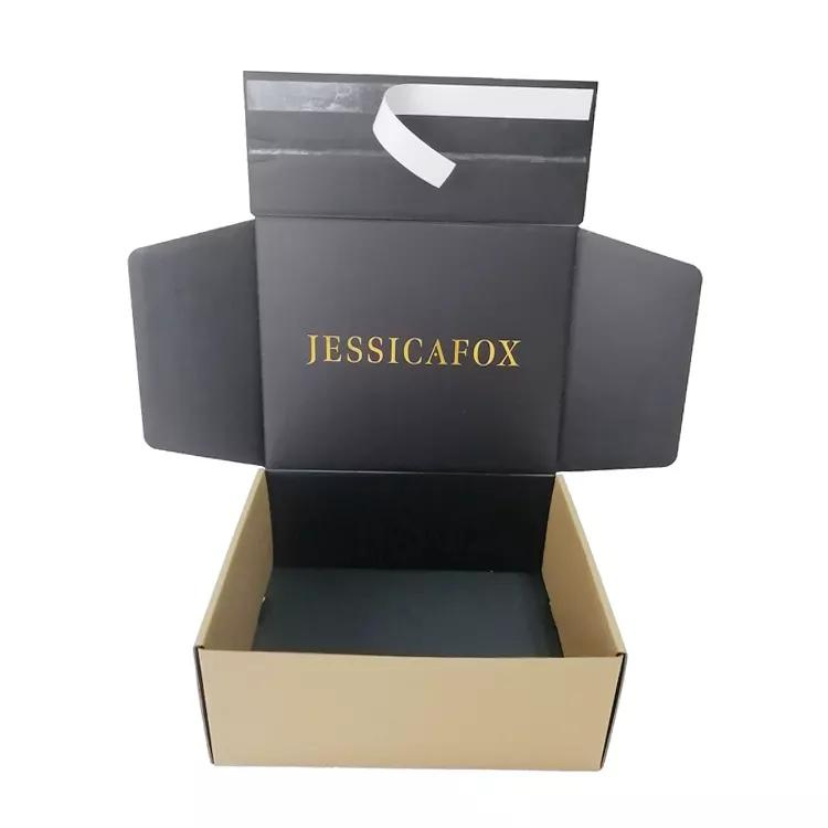 Caixa de Envio Kraft Tuck Top Gratuita para Embalagem de Roupas Caixa de Papelão Corrugado para Envio Postal Caixa de Envio com Zíper Fita Adesiva Fita de Rasgar