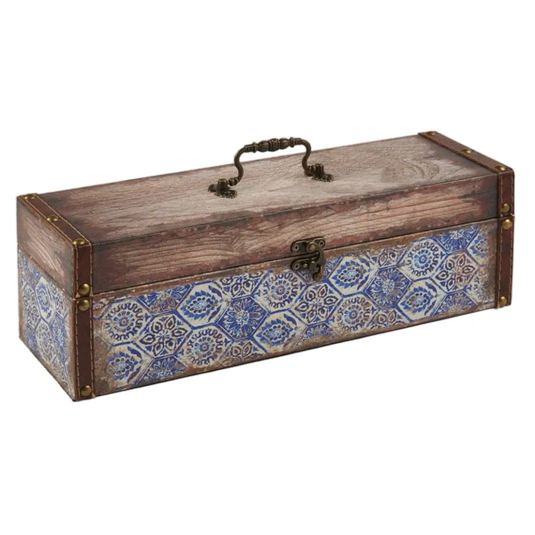 Caixa de Vinho Decorativa, Estojo de Madeira para Armazenamento de Uma Garrafa, Caixa de Presente para Embalagem de Presentes 11X11X36cm Sj17603