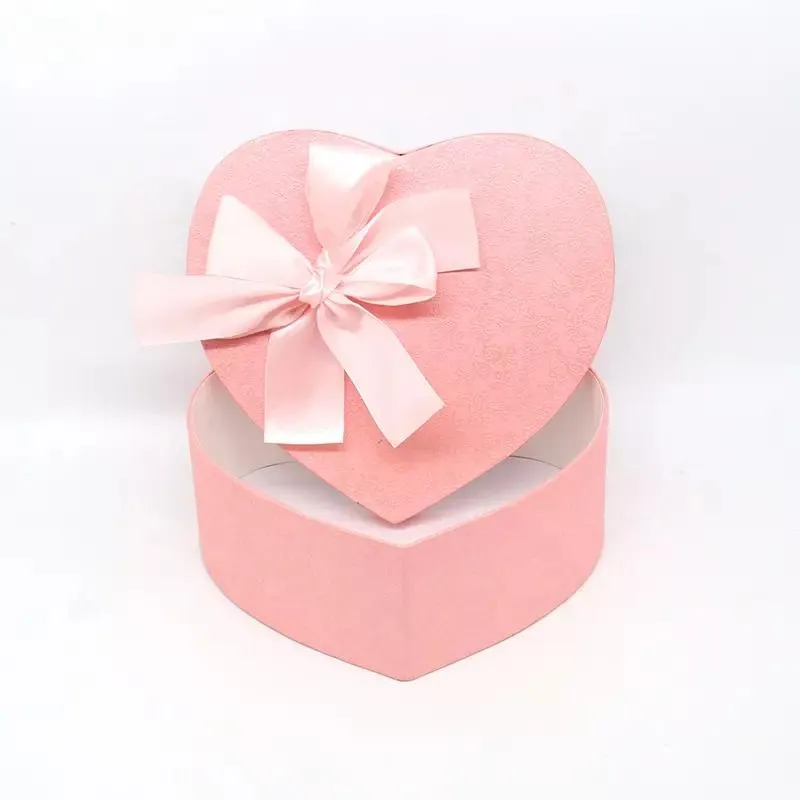 Novo Produto Dia dos Namorados 3D Nozes Grãos Embalagem Presente Caixa de Flor Cartão Base e Tampa Rosa Caixa de Flor Forma de Coração