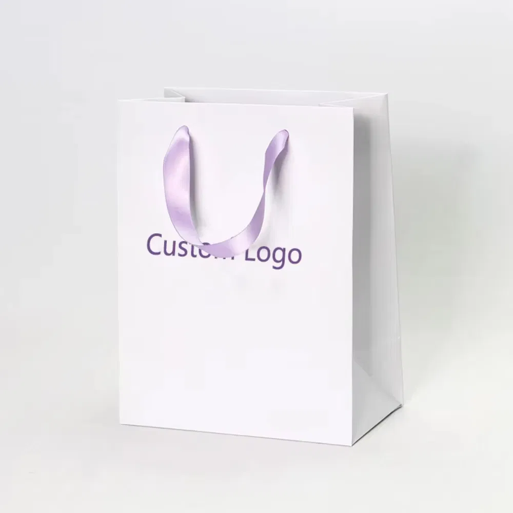 Saco de Papel Personalizado de Luxo para Aniversário, Casamento, Dia dos Namorados, Festa, Embalagem de Compras Rosa, Saco de Presente Personalizado