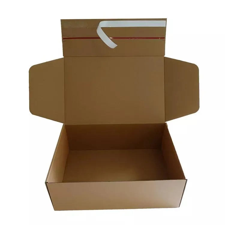 Caixa de Envio Kraft Tuck Top Gratuita para Embalagem de Roupas Caixa de Papelão Corrugado para Envio Postal Caixa de Envio com Zíper Fita Adesiva Fita de Rasgar