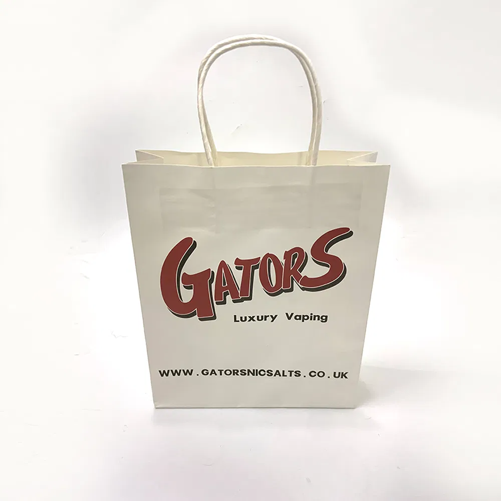 Saco de papel kraft marrom biodegradável para pão, roupas, presentes e compras, com alça e impressão personalizada do logotipo