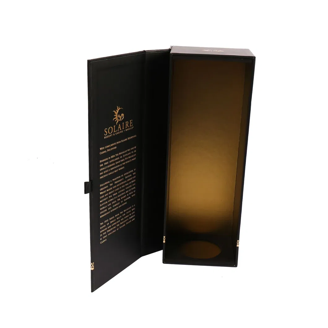 Caixa de presente dobrável de papel artesanal impresso em cores personalizadas para embalagem de alimentos, armazenamento e exibição de garrafas de vinho e cigarros